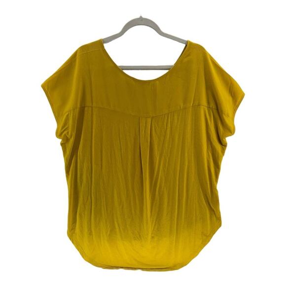 Philosophy Mustard Yellow Blouse Women's High Low Sheer Panel Relaxed Fit 2XL - Picture 5 of 5